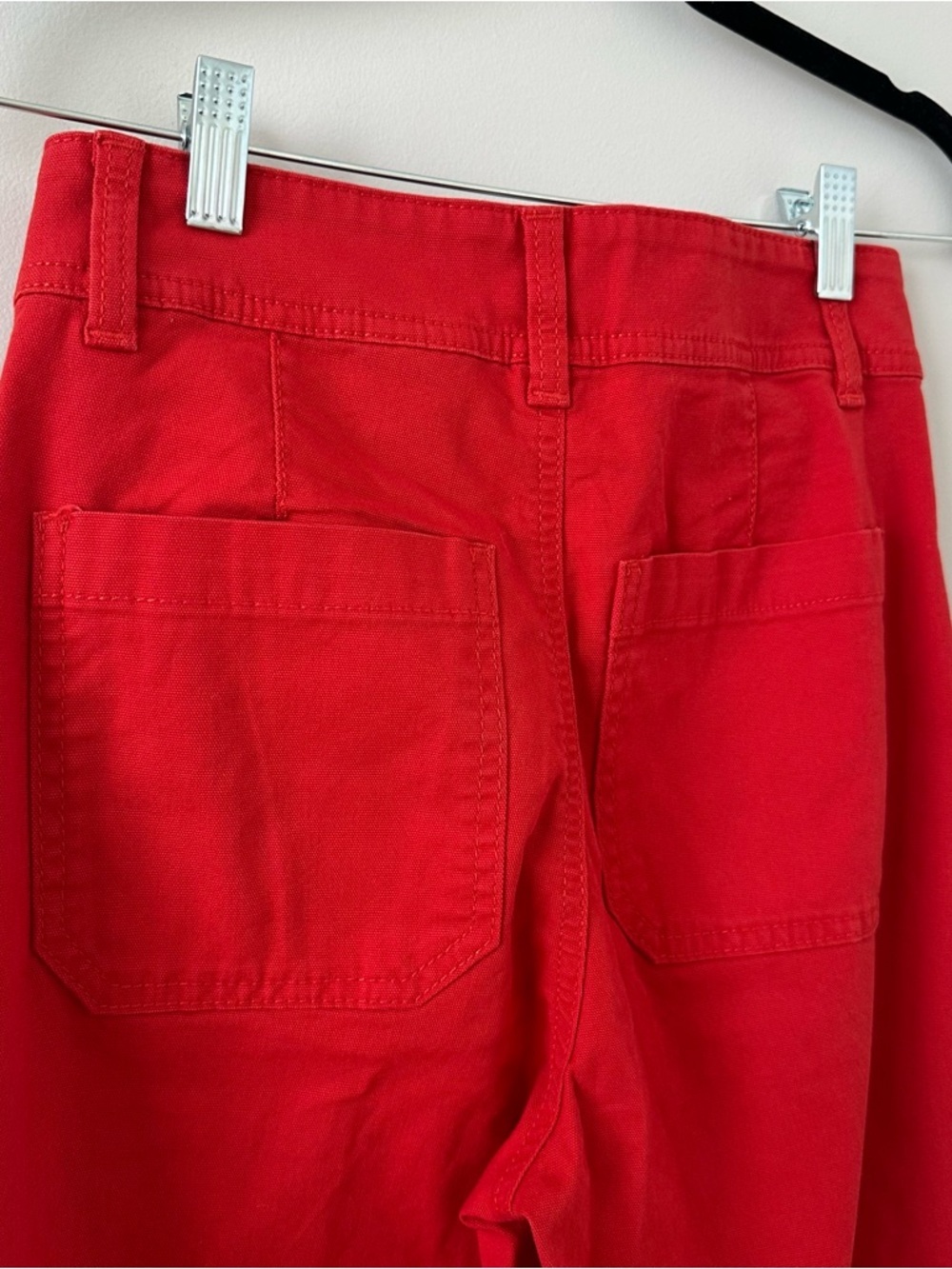 H&M Canvas Trousers Red Wide Leg Pants Jeans Size 2 New July Summer Straight Leg - Picture 11 of 16